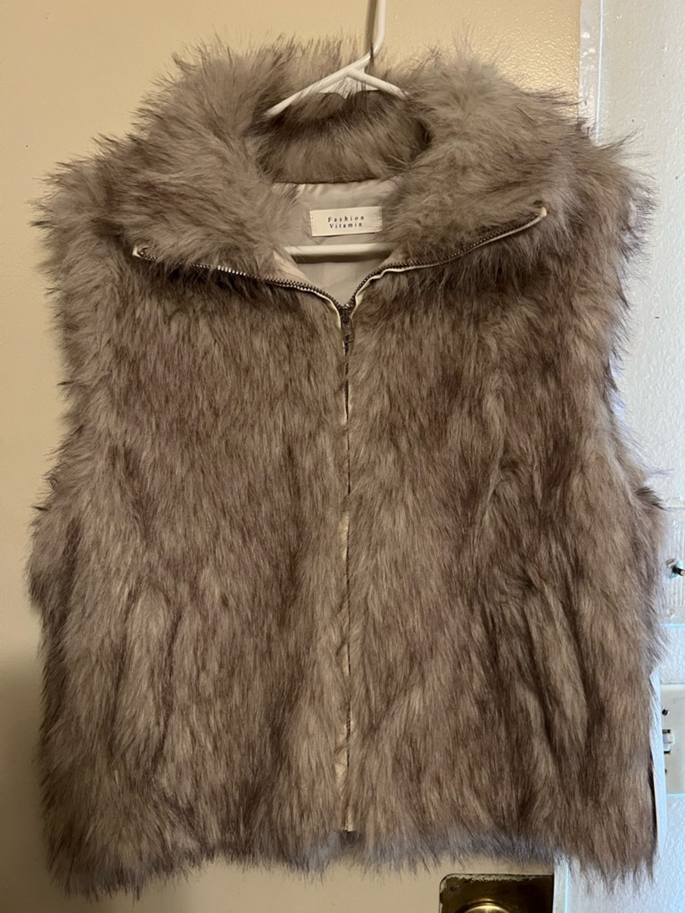 Fashion Vitamin Taupe Faux Fur Vest
